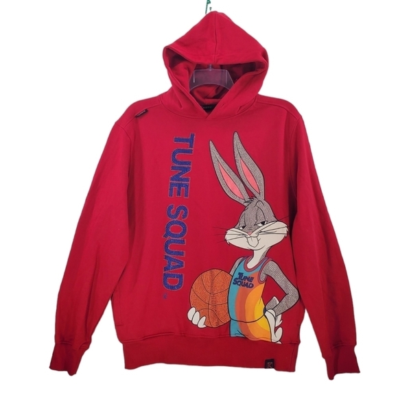 Looney Tune Squad Bugs Hoodie DeKryptic Space Jam Sweatshirt Men XL Red Bling - Picture 1 of 11